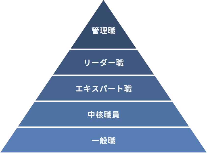 管理職　リーダー職　エキスパート職　中核職員　一般職